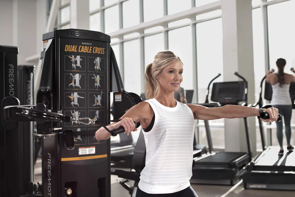 Entrenamiento de fuerza en un gimnasio comercial